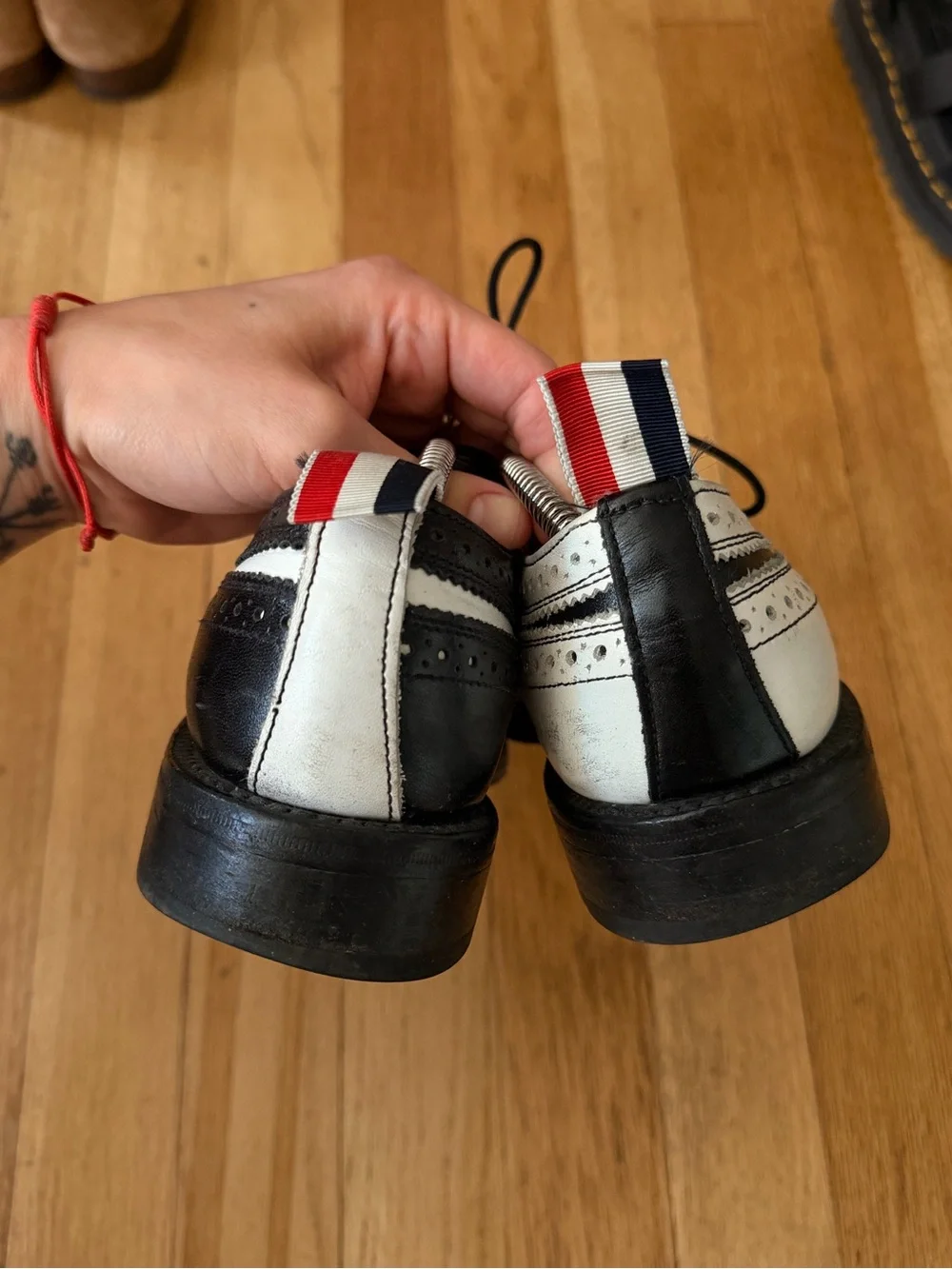 Thom Browne Black and White Two-Tone Wingtip Oxfords